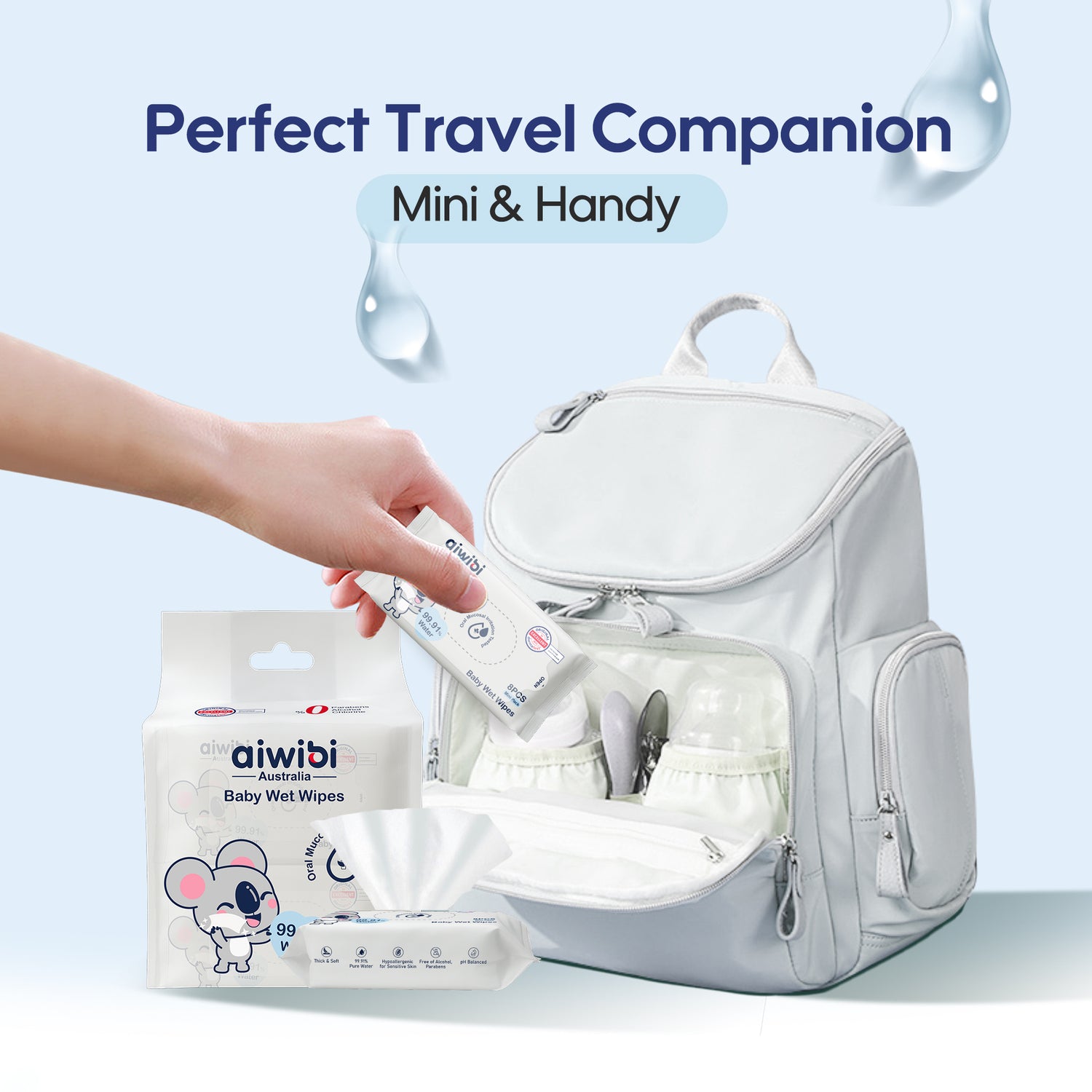 Mini 99.91% Pure Water Wipes